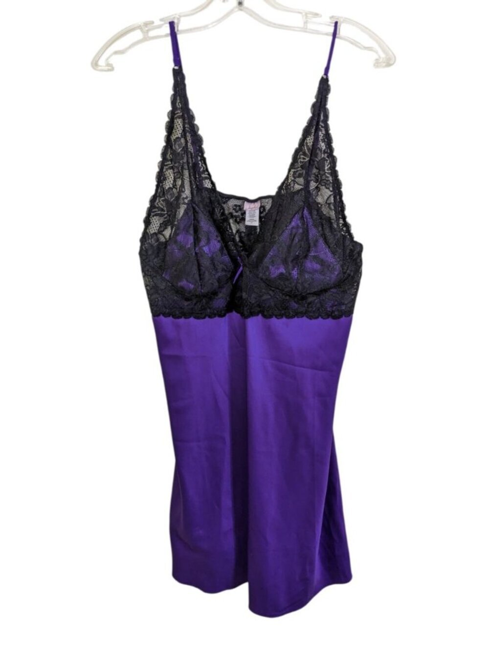 Jezebel Babydoll Chemise Slip Plus 1X Purple Lace Cups Coquette Bow Whimsygoth